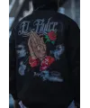 Üç İplik Penye Kapşonlu Baskılı SweatShirt - Siyah