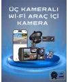 Üç Kameralı 1080p Full Hd Araç İçi Kamera – G-sensörlü Ve Gece Görüşlü