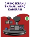Üç Kameralı Araç Kamerası | Full Hd 1080p Ön + Hd İç/arka