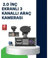 Üç Kameralı Araç Kamerası Full Hd Gece Görüş  G-sensör