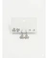 Üç Yaprak Çiçek Detaylı Altılı Küpe - Kp00560