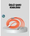 Üçlü Şarj Kablosu – Yüksek Hızlı, Dayanıklı Ve Uzun Ömürlü