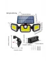 Üçlü Solar Led Projektör – Beyaz Işık – Sensörlü Dış Mekân Aydınlatma
