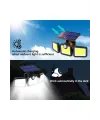 Üçlü Solar Led Projektör – Beyaz Işık – Sensörlü Dış Mekân Aydınlatma