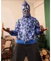 Unisex 2 İplik Bape Kapüşonu Fermuarlı Hırka - Mavi