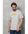 Unisex Basic Bisiklet Yaka Oversize T-Shirt - Gri