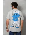 Unisex Basic Bisiklet Yaka Oversize T-Shirt - Gri