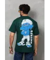 Unisex Basic Bisiklet Yaka Oversize T-Shirt - Yeşil