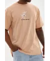 Unisex Baskılı Oversize T-Shirt - Bej