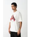 Unisex Baskılı Oversize T-Shirt - Beyaz