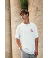 Unisex Baskılı Oversize T-Shirt - Beyaz