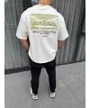 Unisex Baskılı Oversize T-Shirt - Beyaz