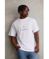 Unisex Baskılı Oversize T-Shirt - Beyaz