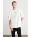 Unisex Baskılı Oversize T-Shirt - Beyaz