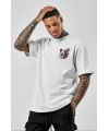 Unisex Baskılı Oversize T-Shirt - Beyaz