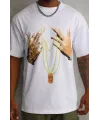 Unisex Baskılı Oversize T-Shirt - Beyaz