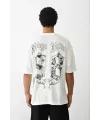 Unisex Baskılı Oversize T-Shirt - Beyaz