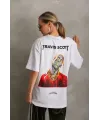 Unisex Baskılı Oversize T-Shirt - Beyaz