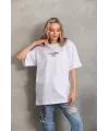 Unisex Baskılı Oversize T-Shirt - Beyaz