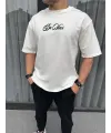 Unisex Baskılı Oversize T-Shirt - Beyaz