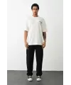 Unisex Baskılı Oversize T-Shirt - Beyaz