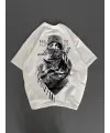 Unisex Baskılı Oversize T-Shirt - Beyaz