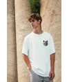 Unisex Baskılı Oversize T-Shirt - Beyaz