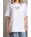 Unisex Baskılı Oversize T-Shirt - Beyaz