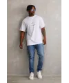 Unisex Baskılı Oversize T-Shirt - Beyaz