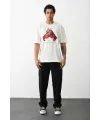 Unisex Baskılı Oversize T-Shirt - Beyaz