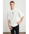 Unisex Baskılı Oversize T-Shirt - Beyaz
