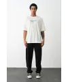 Unisex Baskılı Oversize T-Shirt - Beyaz