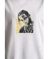 Unisex Baskılı Oversize T-Shirt - Beyaz