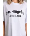 Unisex Baskılı Oversize T-Shirt - Beyaz