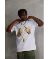 Unisex Baskılı Oversize T-Shirt - Beyaz