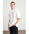 Unisex Baskılı Oversize T-Shirt - Beyaz