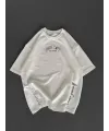 Unisex Baskılı Oversize T-Shirt - Beyaz