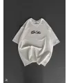 Unisex Baskılı Oversize T-Shirt - Beyaz
