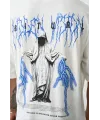 Unisex Baskılı Oversize T-Shirt - Beyaz