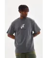 Unisex Baskılı Oversize T-Shirt - Füme