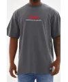 Unisex Baskılı Oversize T-Shirt - Füme