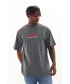 Unisex Baskılı Oversize T-Shirt - Füme