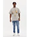 Unisex Baskılı Oversize T-Shirt - Gri