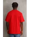 Unisex Baskılı Oversize T-Shirt - Kırmızı