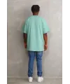 Unisex Baskılı Oversize T-Shirt - Mint Yeşili