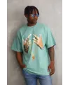 Unisex Baskılı Oversize T-Shirt - Mint Yeşili