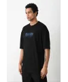 Unisex Baskılı Oversize T-Shirt - Siyah