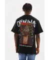 Unisex Baskılı Oversize T-Shirt - Siyah
