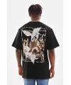 Unisex Baskılı Oversize T-Shirt - Siyah