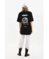 Unisex Baskılı Oversize T-Shirt - Siyah